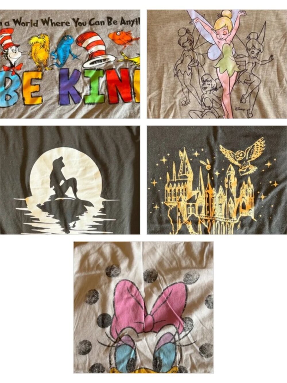 Bundle of 5 women’s Disney and Harry Potter and Dr Seuss tops